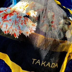 Takada Floral Scarf with Yellow Trim Kenzo